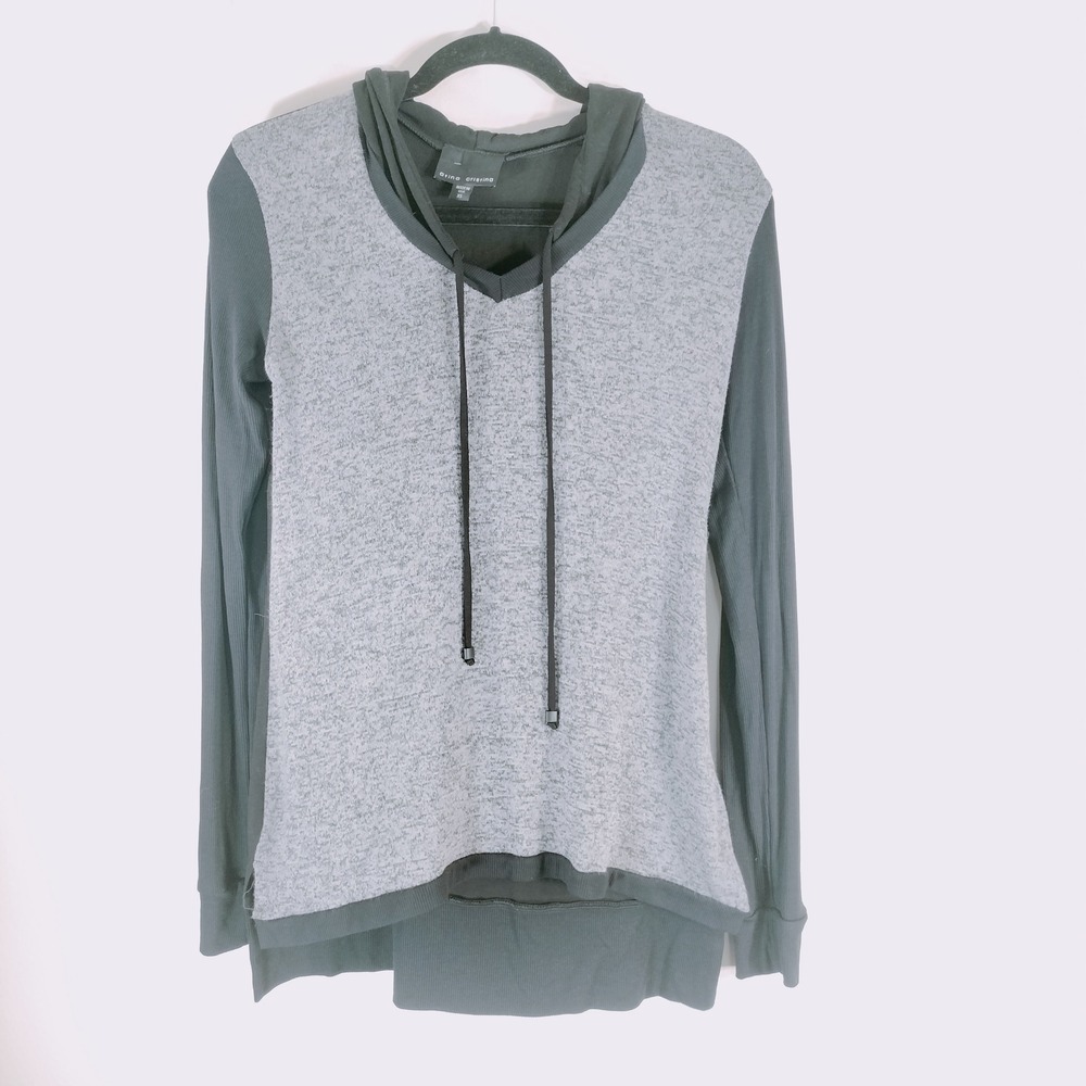 Atina Cristina Colorblock Hoodie; Grey Black Ribbed XS